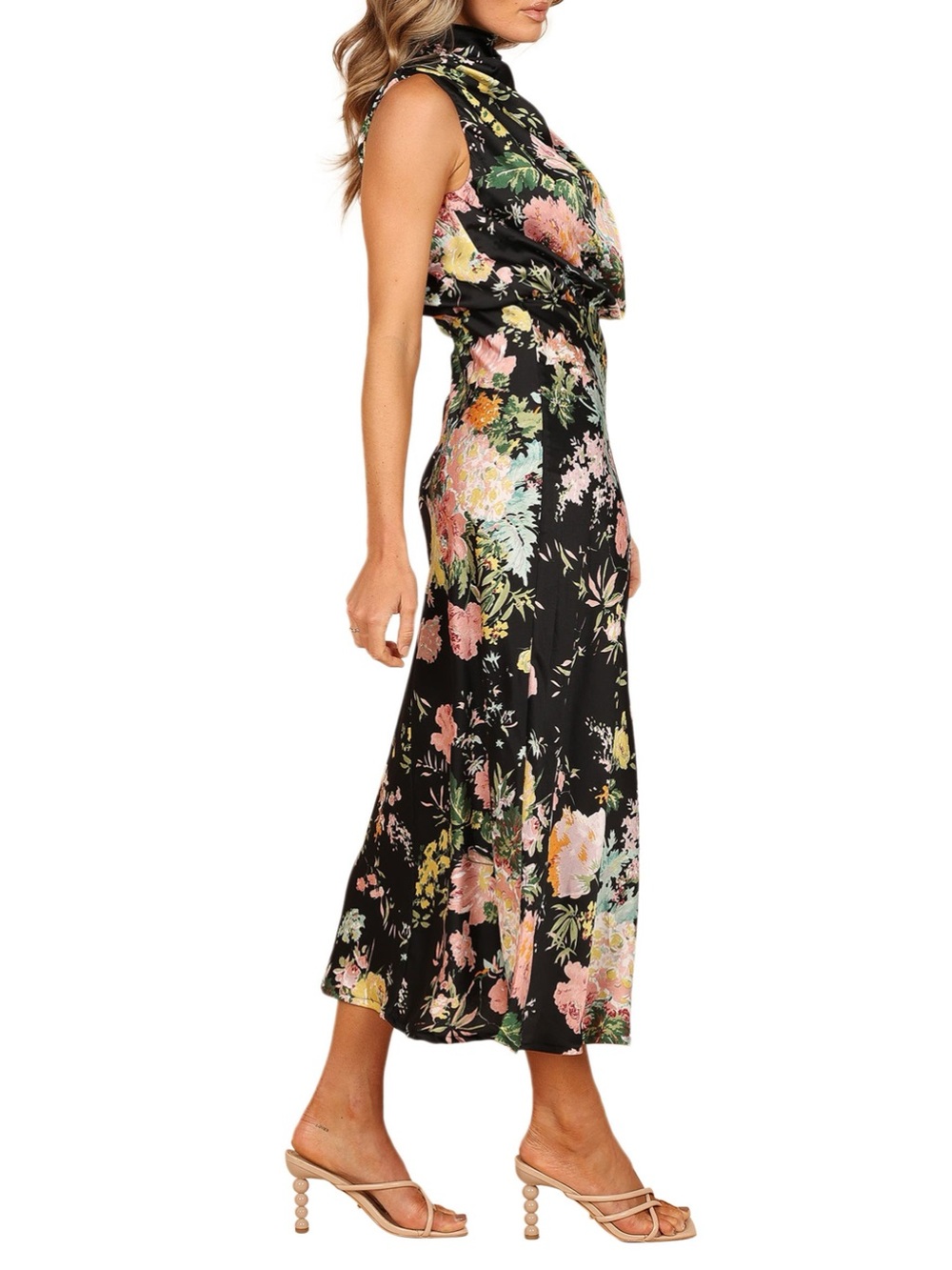 Petal & Pup Anabelle Funnel Neck Satin Midi - Picture 3 of 9